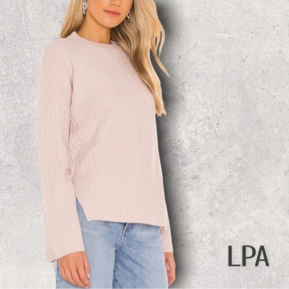 LPA Cable Rib Long Sleeve Sweater Size XS Blush Pale Pink